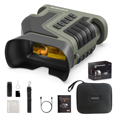 WOSPORTS Night Vision Binoculars 4K Night Vision Goggles 1315FT 10X Optical Zoom 8X Digital Zoom Rechargeable NVG with 3 Screen and 32GB TF Card Bird Watching Outdoors Photo Video