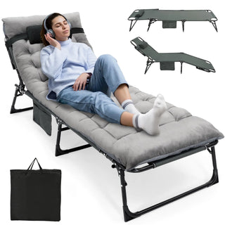 ropoda Camping Cot Adjustable 4-Position Folding Cot with Cozy Mattress...
