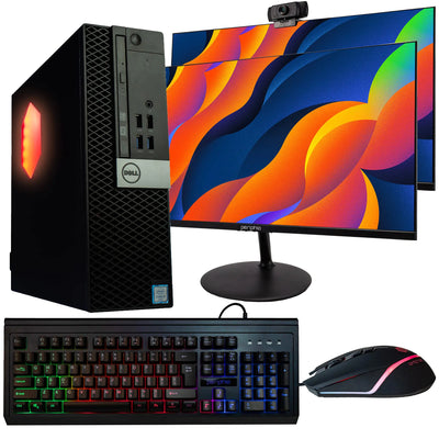 Dell OptiPlex 5040 Desktop Computer PC w/RGB Lighting Ultra-Fast Intel i5 16GB DDR4 RAM 2TB HDD DVD WiFi Dual 24 Monitors Windows 10 Pro (Renewed)